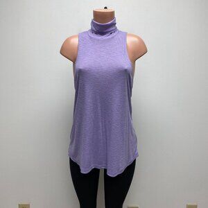 Free People Intimately Womens Purple Ribbed Topanga Sleeveless Turtleneck Top